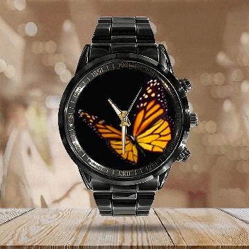 Discover Cute Monarch Butterfly Art Garden Butterflies Calendar Steel Band Watch