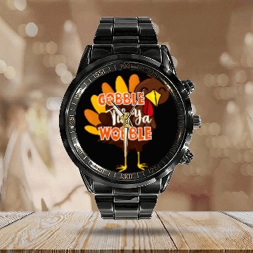 Discover Lacrosse Gift Gobble Til Ya Wobble Fall Autumn Thanksgiving Turkey Calendar Steel Band Watch