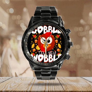 Discover Lacrosse Gift Gobble Wobble Turkey Saying Thanksgiving Calendar Steel Band Watch