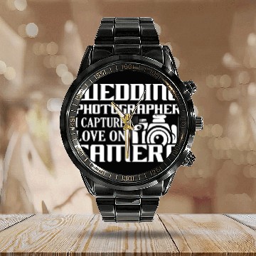 Discover Wedding Photographer Camera Lens Photography Calendar Steel Band Watch