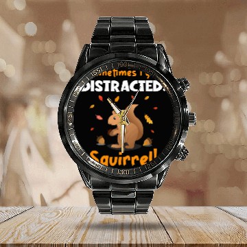 Discover Squirrel Pet Sometimes I Get Distracted Squirrel Japanese Fox Squirrel Zip Calendar Steel Band Watch