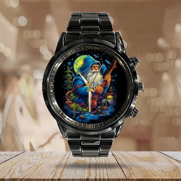 Discover Mystic Wizard Gnome Fishing Enchanted Forest Phone Accessory 1 Baseball Tees Calendar Steel Band Watch