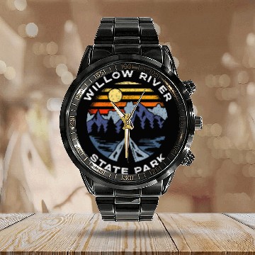 Discover Willow River State Park Wisconsin Vacation Camping Souvenir Zip Calendar Steel Band Watch