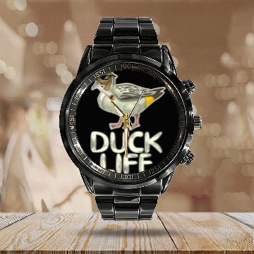 Discover Duck Pet Life Thug Life Gagster Serial Chiller Duck Cool Fun Calendar Steel Band Watch