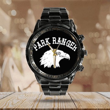 Discover Park Ranger Forests National Parks Camping Hiking Bald Eagle Calendar Steel Band Watch