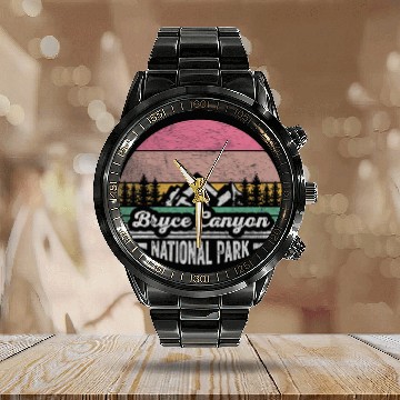 Discover vintages Retro Bryce Canyon National Park Sunset Adventure 3 Baseball Tees Calendar Steel Band Watch