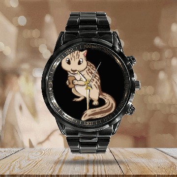 Discover Squirrel Pet Kawaii Thirteenlined ground squirrel Zip Calendar Steel Band Watch