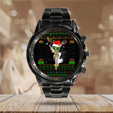 Discover Duck Pet Reindeer Santa Hat Matching Ugly Mallard Duck Christmas Baseball Tees Calendar Steel Band Watch