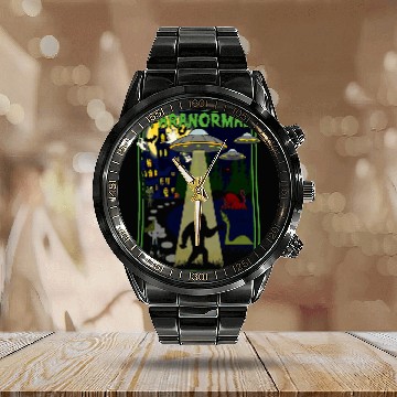 Discover Paranormal bigfoots Loch Ness Mothman Aliens Funny Cryptid Calendar Steel Band Watch