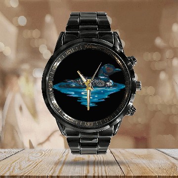 Discover Duck Pet Loon Bird Duck Bird Watching Birds Zip Calendar Steel Band Watch
