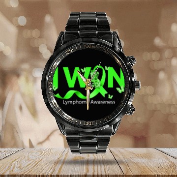 Discover Butterfly I Win Lime Green Ribbon Lymphoma Awareness Calendar Steel Band Watch