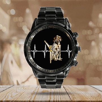 Discover English Setter Heartbeat Dog Lover Zip Calendar Steel Band Watch