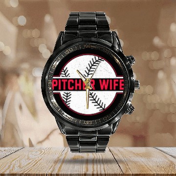 Discover Baseball Pitcher Wife Player Softball Themed Batter Calendar Steel Band Watch