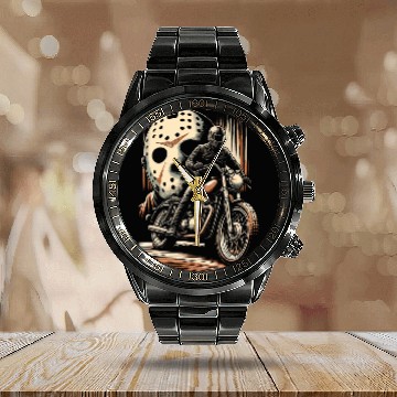 Discover Retro Riders Revenge 80s Slasher Bike Calendar Steel Band Watch