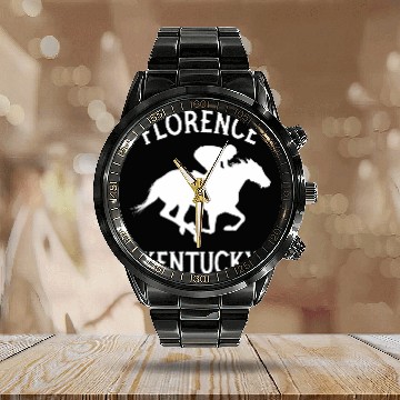 Discover Florence Kentucky Horse Racing Zip Calendar Steel Band Watch