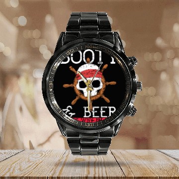 Discover Booty 2Beer Thats Why Im Here Funny Pirate Baseball Tees Calendar Steel Band Watch