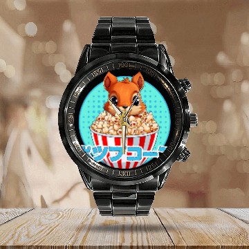 Discover Squirrel Pet Kawaii Squirrel Eating Popcorn japanese Cute Calendar Steel Band Watch