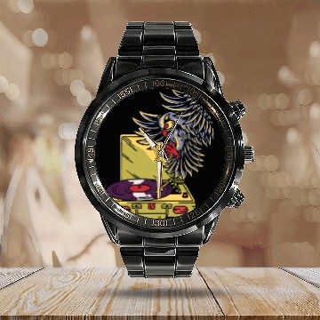 Discover Owl Pet Vinyl Owl Turntable Retro DJ Baseball Tees Calendar Steel Band Watch
