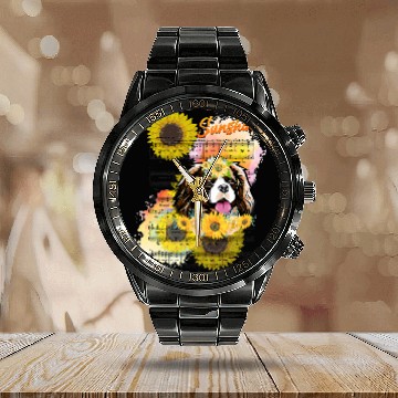 Discover Cavalier King Charles Spaniel You Are My Sunshine Zip Calendar Steel Band Watch