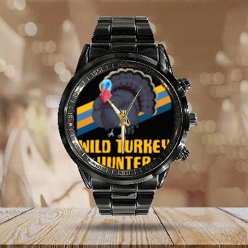 Discover WILD TURKEY HUNTER Fun Turkey Hunting Apparel Baseball Tees Calendar Steel Band Watch