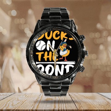 Discover Ducks on the pond Design for a Baseball expert Calendar Steel Band Watch