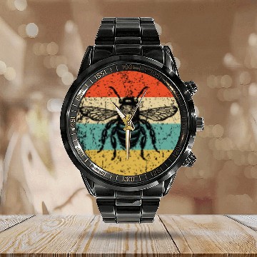 Discover Retro Honey Bee vintages Style Beekeeper Baseball Tees Calendar Steel Band Watch