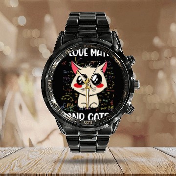 Discover Cat Lover   I Love Math And Cats   Cute Cats Lover Calendar Steel Band Watch