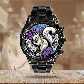Discover Squirrel Pet Lilac Bush squirrel artwork hikers designs Baseball Tees Calendar Steel Band Watch