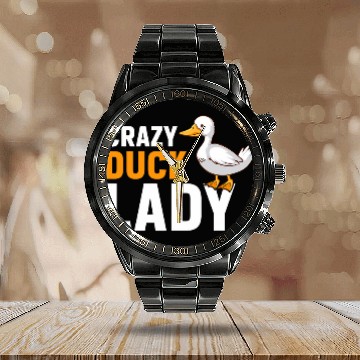 Discover Duck Pet Lady Cute Duck Mom Love Ducks Baseball Tees Calendar Steel Band Watch