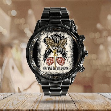 Discover Baseball Mom Bleached Messy Bun Softball Mom Mothers Day Calendar Steel Band Watch