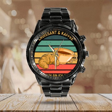 Discover Croissant Baker Baking France Gourmet Coffee Calendar Steel Band Watch
