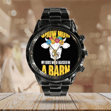 Discover Backprint Cow Cow Showing Livestock Show Calendar Steel Band Watch