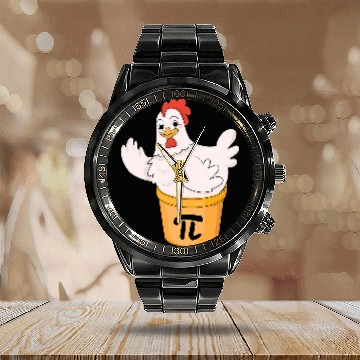 Discover Chicken Pot Pie Funny Math Pi Day Funny Cute Food Lovers Calendar Steel Band Watch
