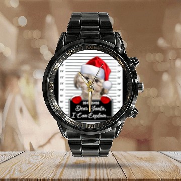 Discover Dear Santa I Can Explain Funny Christmas Shih Tzu Xmas Baseball Tees Calendar Steel Band Watch