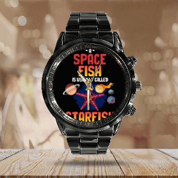 Discover A Spacefish Is Usually Called Starfish Funny Astronomer Calendar Steel Band Watch