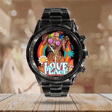 Discover Hippie Rhodesian Ridgeback Dog 60s 70s Peace Sign Love Baseball Tees Calendar Steel Band Watch