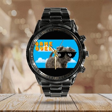 Discover 8Bit Game Over Affenpinscher Calendar Steel Band Watch