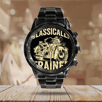 Discover 80s Classic Motorcycle For Old Racer Classically Trained Calendar Steel Band Watch