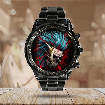 Discover Skeletons Skulls Punk Rock Skull 23 Skull Zip Calendar Steel Band Watch