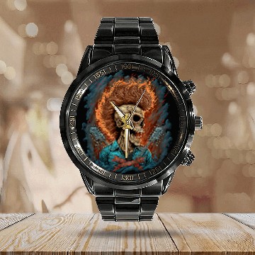 Discover Skeletons Skulls Punk Rock Skull 238 Skull Zip Calendar Steel Band Watch