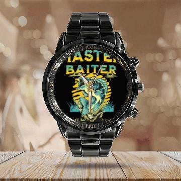Discover Fishing Master Baiter Funny Fishing 2 Fisher Baseball Tees Calendar Steel Band Watch