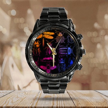 Discover Lacrosse Gift Hercules Bug Stag Beetle Collection Entomology Dragonfly Calendar Steel Band Watch