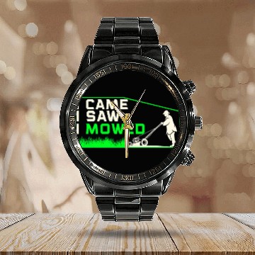 Discover Funny Lawn Mowing Janitor Humor Landscaper Calendar Steel Band Watch