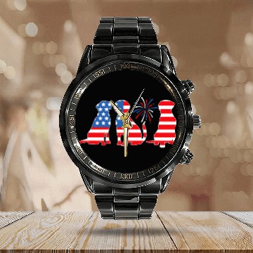 Discover Black Yellow Chocolate Fox Red Lab Silver Patriotic Labrador Baseball Tees Calendar Steel Band Watch