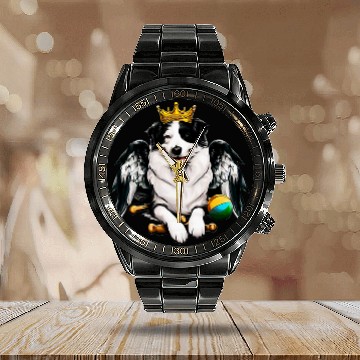 Discover Border Collie With Angel Wings Mini Gift Design Zip Calendar Steel Band Watch