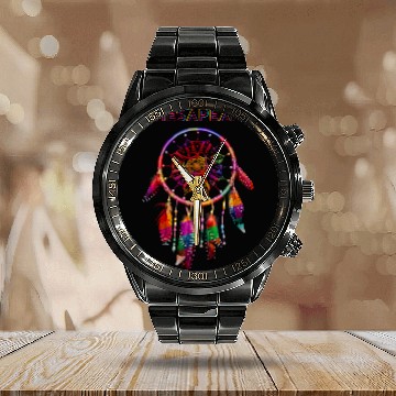 Discover Chesapeake Native American Indian Colorful Dreamcatcher Zip Calendar Steel Band Watch