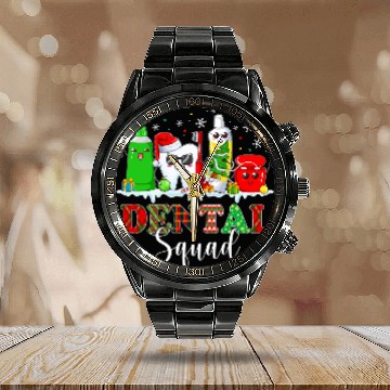 Discover Christmas Dental Squad Dental Assistant Santa Hat Xmas Baseball Tees Calendar Steel Band Watch