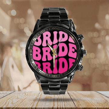Discover Bachelorette Party Groovy Bride Retro Graphic Bridal Calendar Steel Band Watch