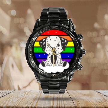 Discover Dalmatian Colorful Rainbow For Kids Cute Dogs Baseball Tees Calendar Steel Band Watch