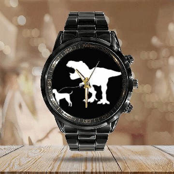 Discover Cute T Rexs Dinosaur Walking Weimaraner Dog Walker Weim Pet Baseball Tees Calendar Steel Band Watch